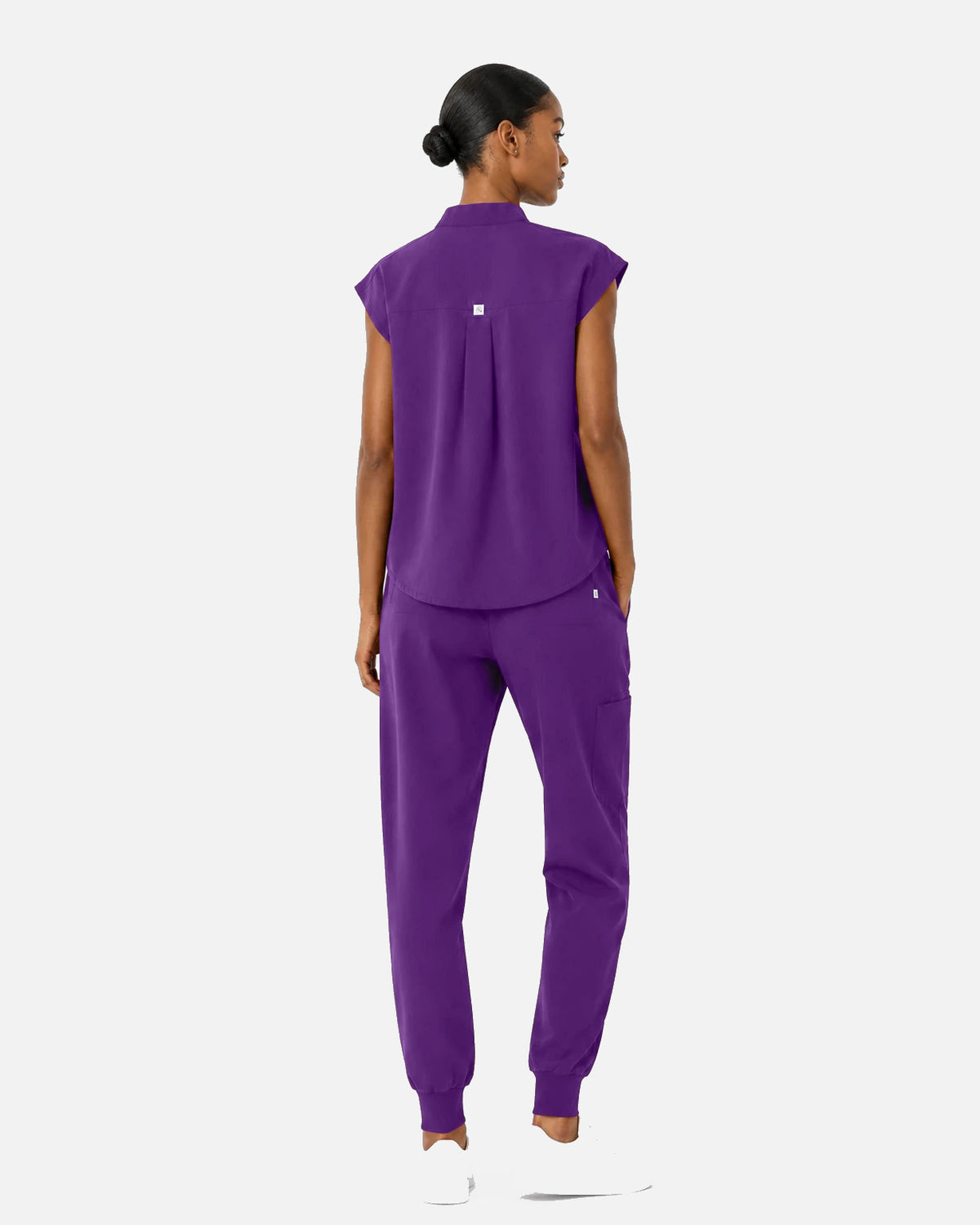 Purple – Eipnare Women's Sleeveless Mandarin Collar Jogger Uniform Set – product image 03