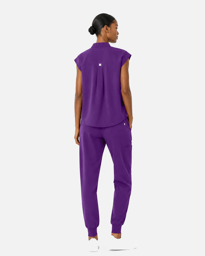 Purple – Eipnare Women's Sleeveless Mandarin Collar Jogger Uniform Set – product image 03