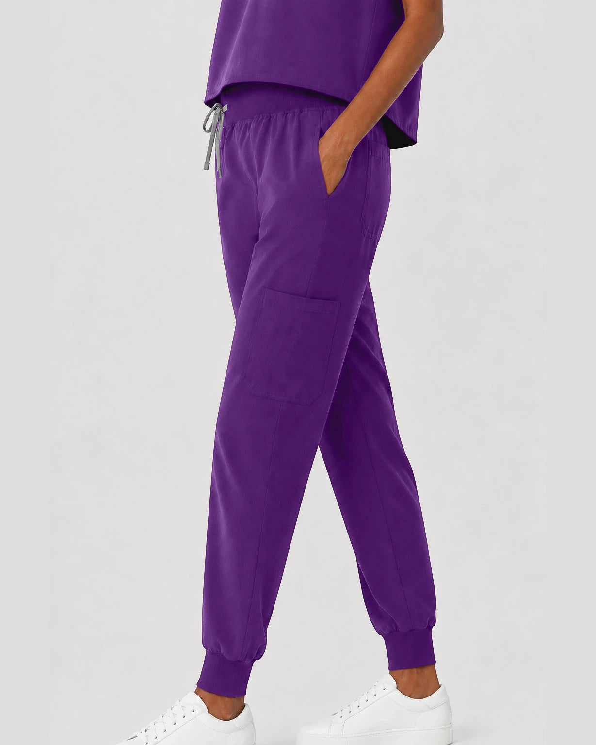 Dark Purple Eipnare Women's Sleeveless Mandarin Collar Jogger Scrub Set - Stretch Medical Scrubs for Women