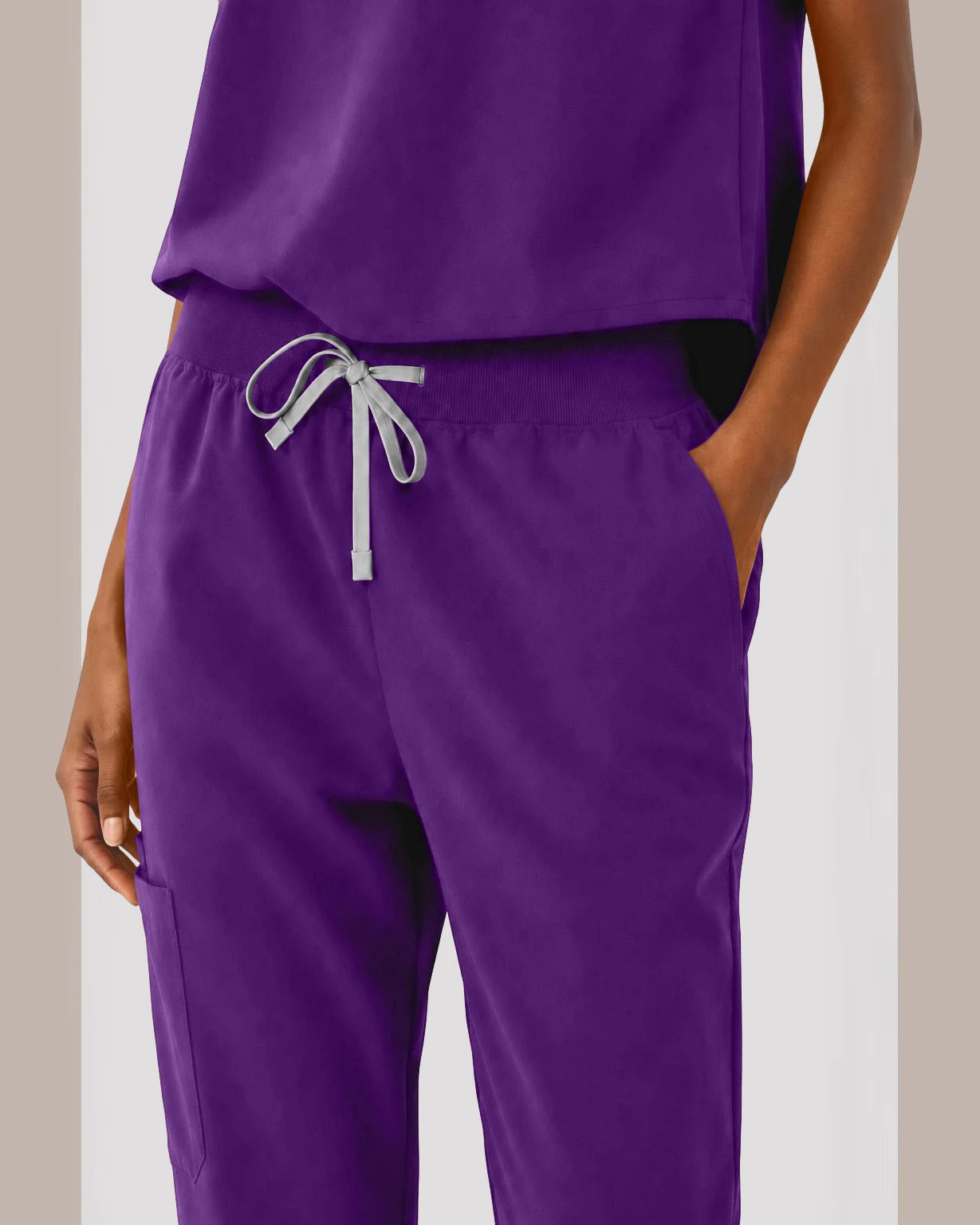 Dark Purple Eipnare Women's Sleeveless Mandarin Collar Jogger Scrub Set - Stretch Medical Scrubs for Women