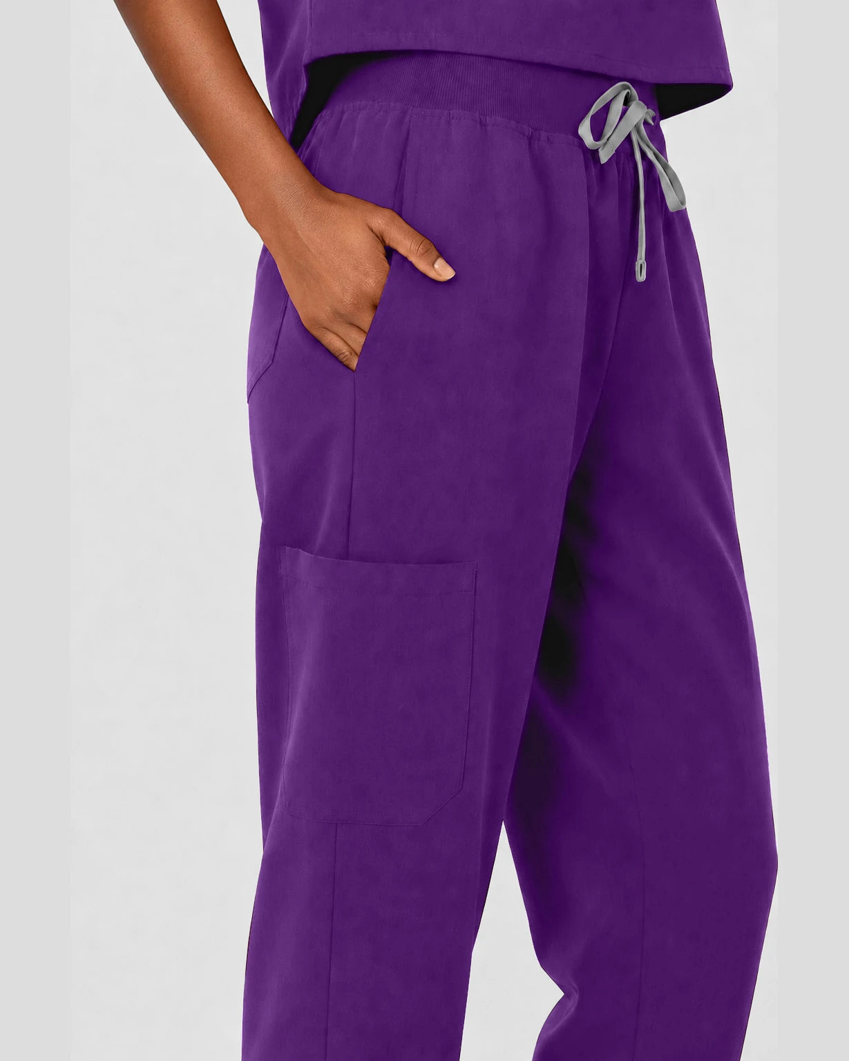 Dark Purple Eipnare Women's Sleeveless Mandarin Collar Jogger Scrub Set - Stretch Medical Scrubs for Women