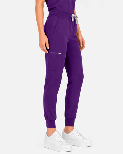Dark purple Eipnare Women's Multi-Pocket Jogger Scrub Pants - Stretch Medical Scrubs for Women