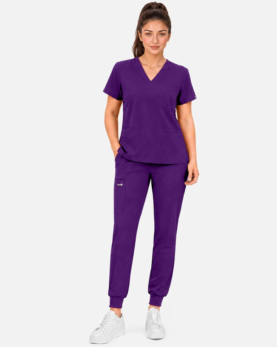 Dark purple Eipnare Women's Multi-Pocket Jogger Scrub Pants - Stretch Medical Scrubs for Women