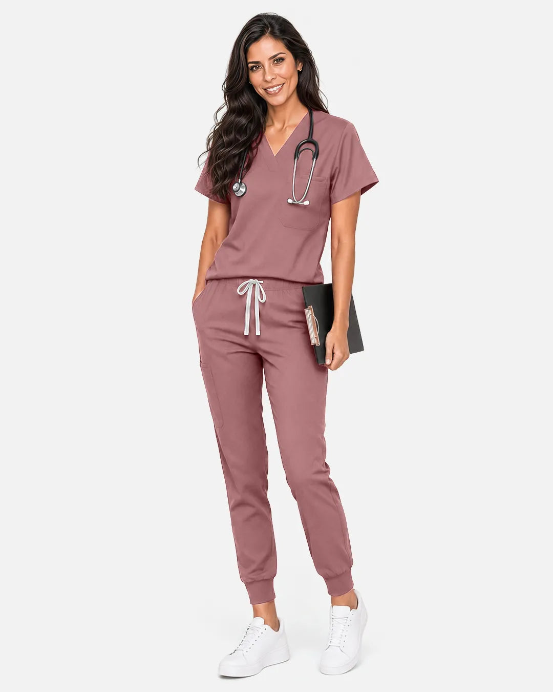 Flesh Pink Eipnare Women's Classic Jogger Scrub Pants - Stretch Medical Scrubs for Women