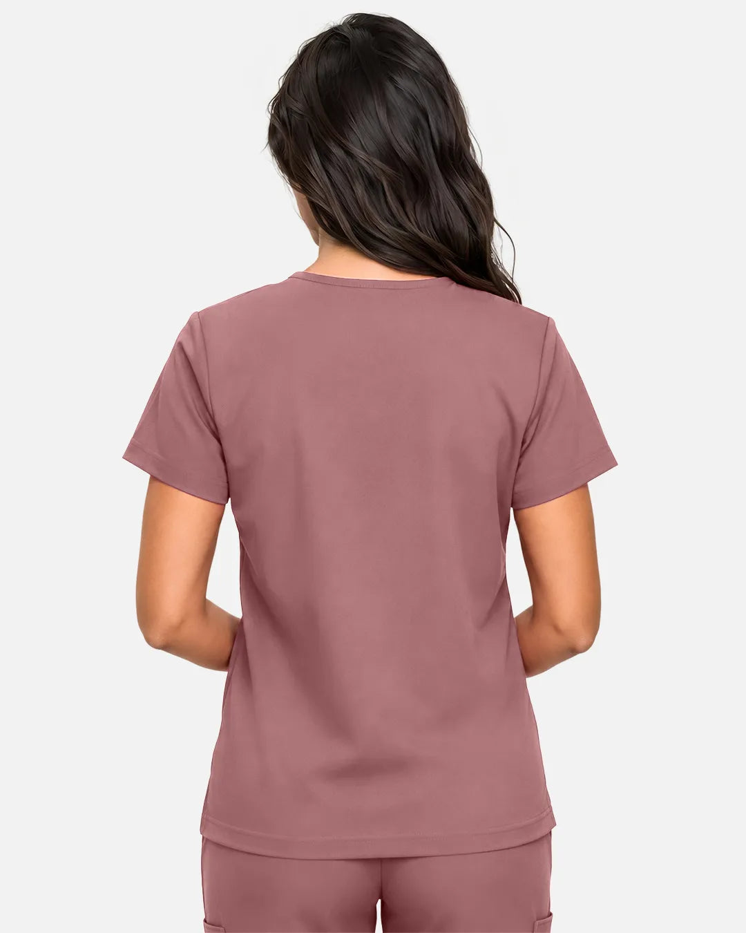 Flesh Pink Eipnare Women's Classic V-Neck Scrub Top - Stretch Medical Scrubs for Women