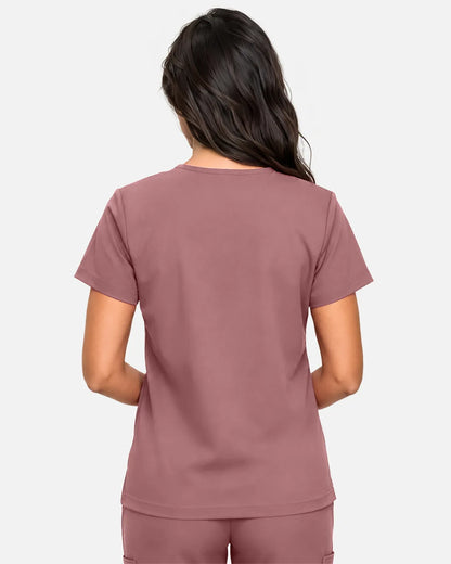Flesh Pink Eipnare Women's Classic V-Neck Scrub Top - Stretch Medical Scrubs for Women
