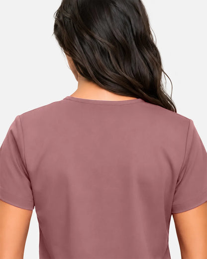 Flesh Pink Eipnare Women's Classic V-Neck Scrub Top - Stretch Medical Scrubs for Women