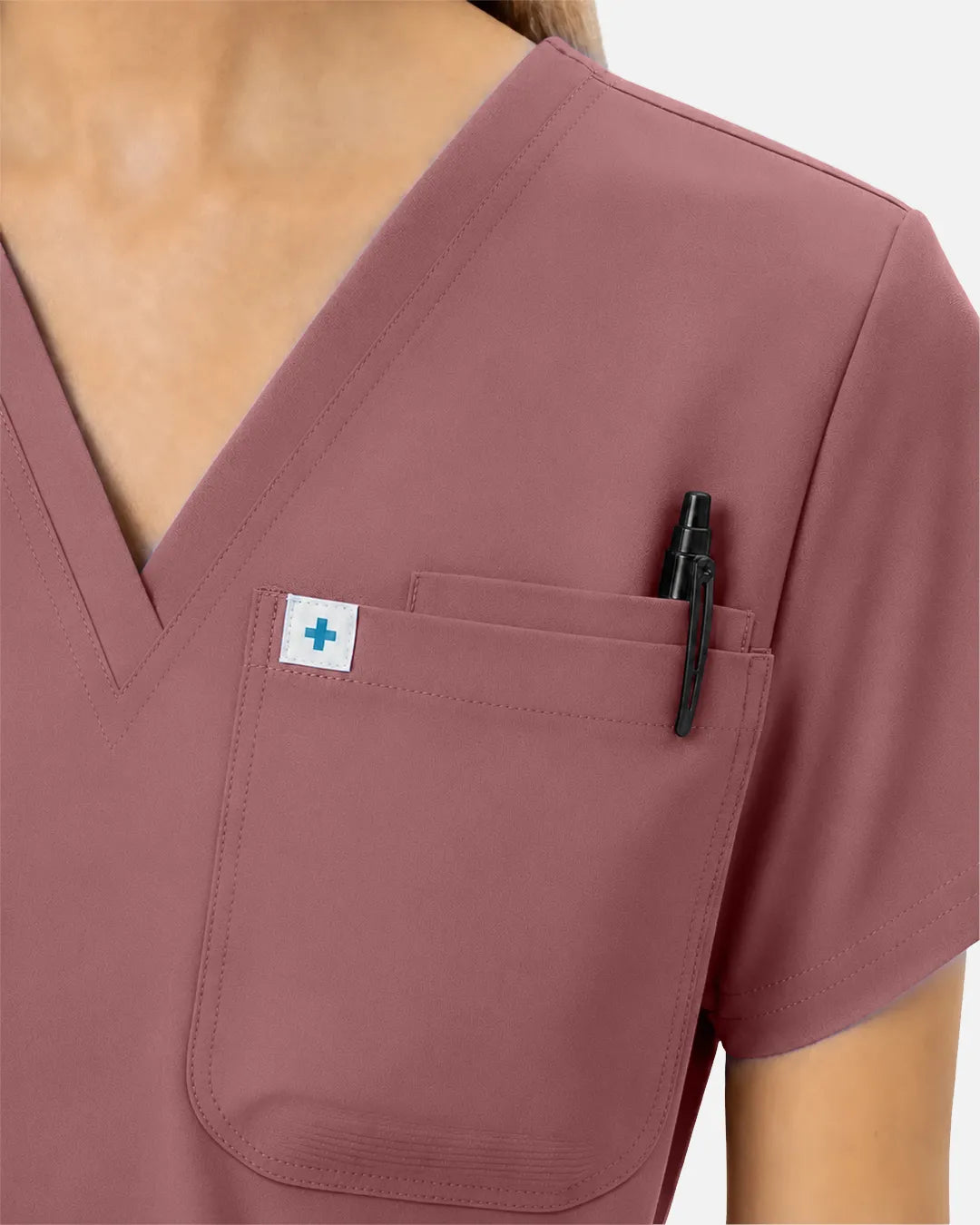 Flesh Pink Eipnare Women's Classic V-Neck Scrub Top - Stretch Medical Scrubs for Women