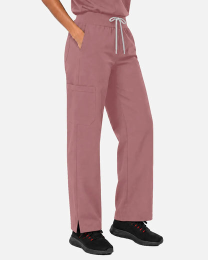 Flesh Pink Eipnare Women's Woven Straight-Leg Scrub Pants - Stretch Medical Scrubs for Women
