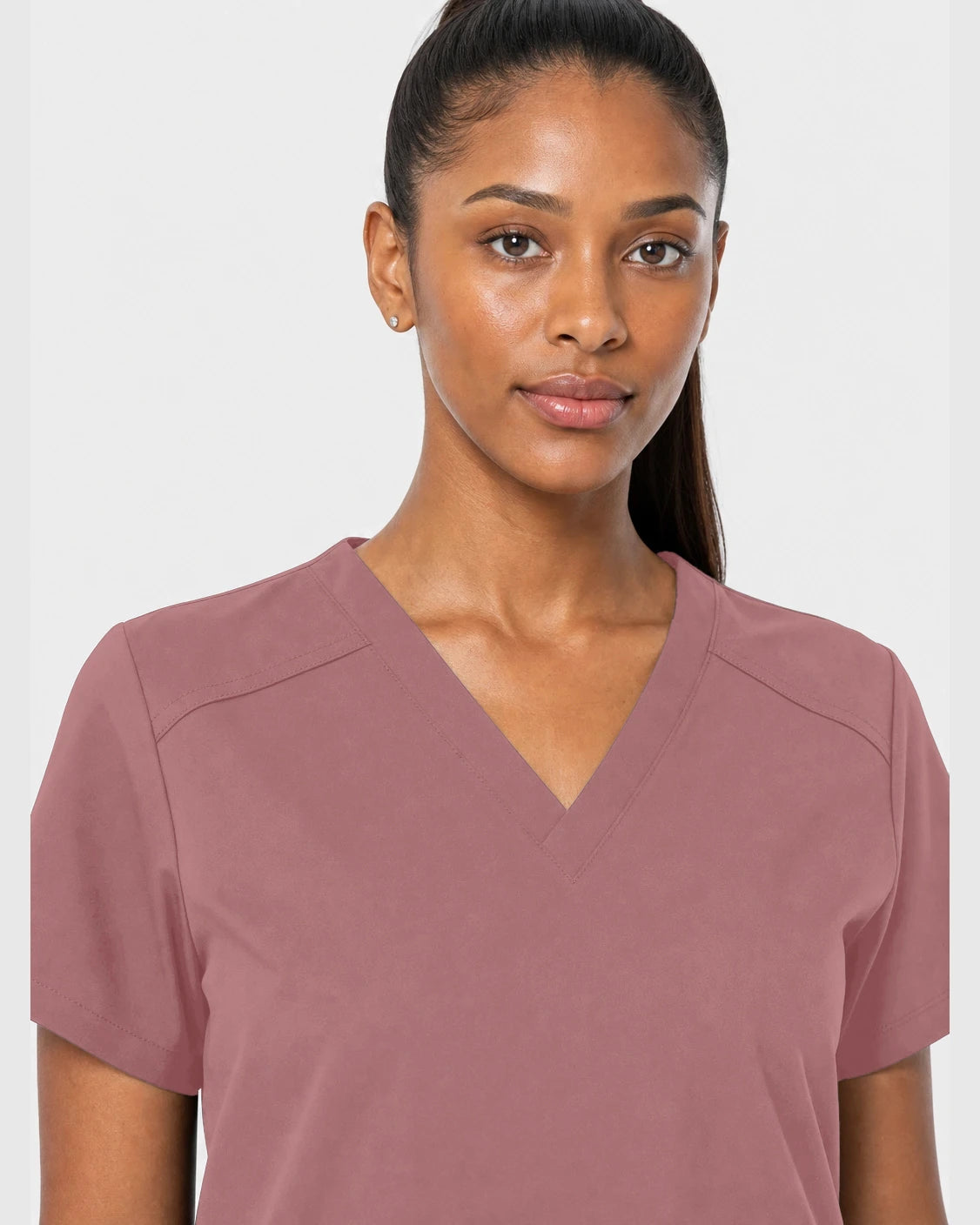 Flesh Pink Eipnare Women's 15-Pocket V-Neck Jogger Scrub Set - Stretch Medical Scrubs for Women