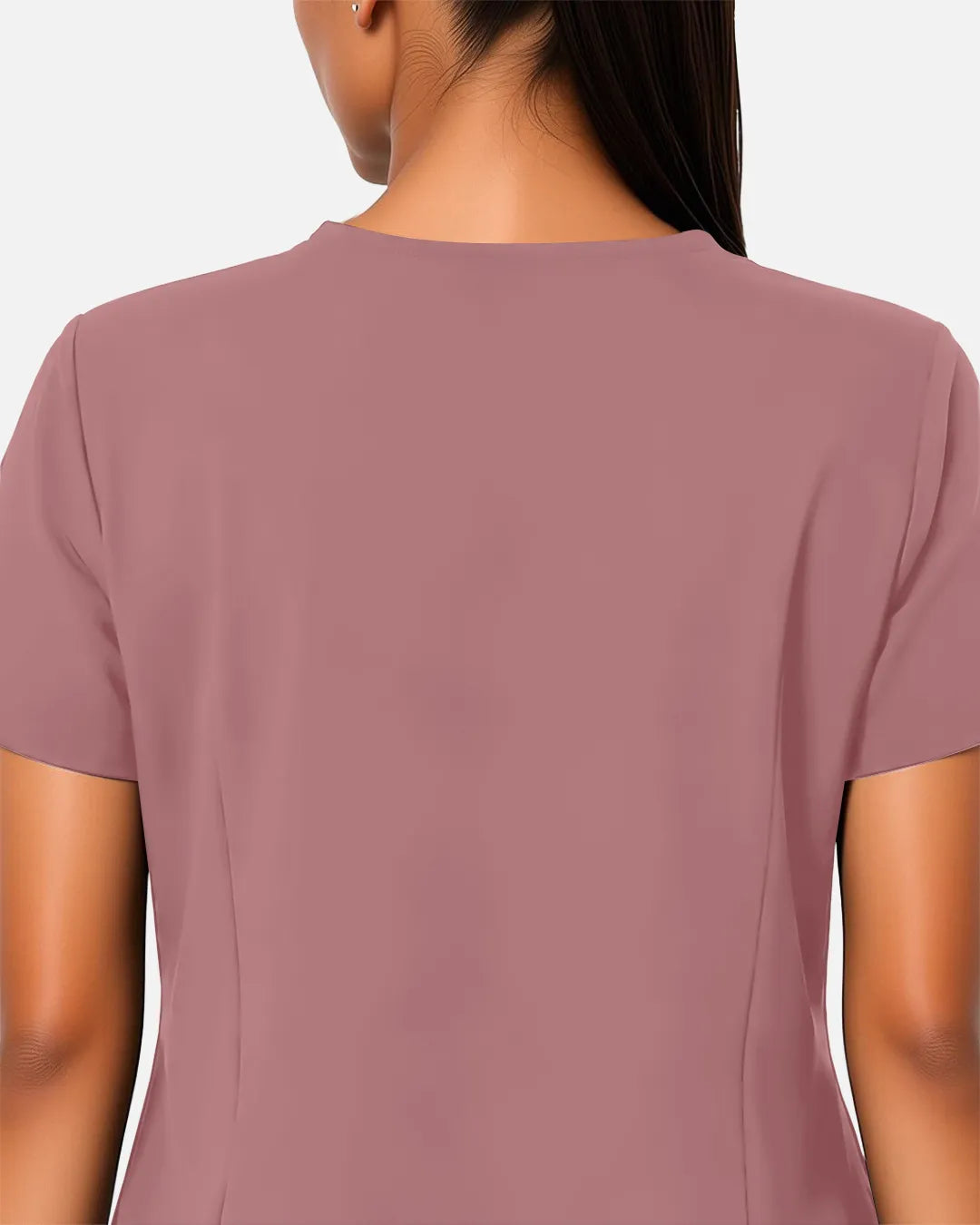 Flesh Pink Eipnare Women's Woven V-Neck Scrub Top - Stretch Medical Scrubs for Women