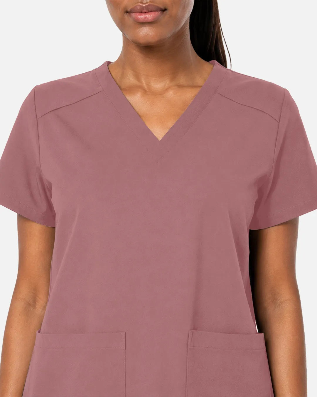 Flesh Pink Eipnare Women's Woven V-Neck Scrub Top - Stretch Medical Scrubs for Women