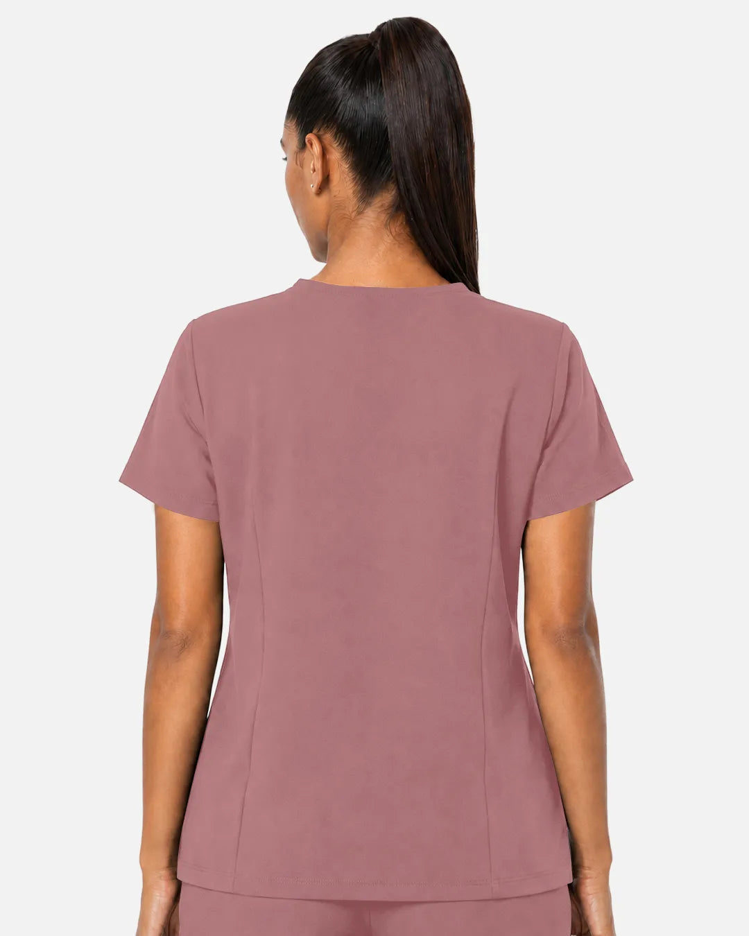 Flesh Pink Eipnare Women's Woven V-Neck Scrub Top - Stretch Medical Scrubs for Women