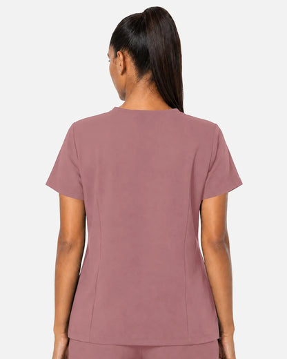 Flesh Pink Eipnare Women's Woven V-Neck Scrub Top - Stretch Medical Scrubs for Women