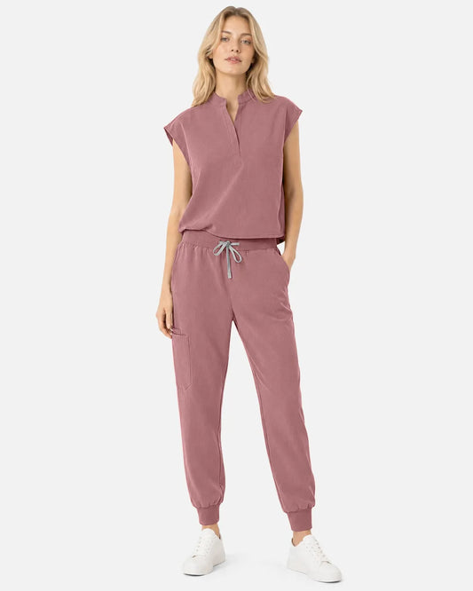 Flesh Pink Eipnare Women's Tapered Jogger Scrub Pants - Stretch Medical Scrubs for Women