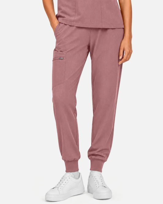 Flesh Pink Eipnare Women's Multi-Pocket Jogger Scrub Pants - Stretch Medical Scrubs for Women