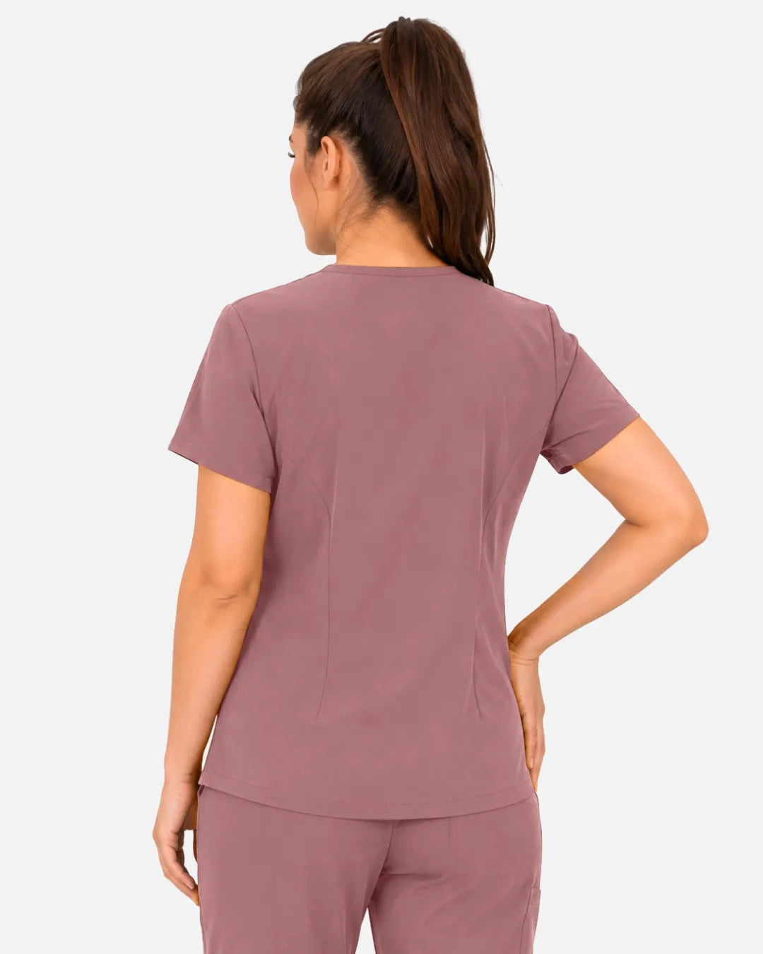 Flesh Pink Eipnare Women's 3-Pocket V-Neck Scrub Top - Stretch Medical Scrubs for Women