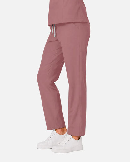 Flesh Pink Eipnare Women's Slim Fit Tapered Cargo Scrub Pants - Stretch Medical Scrubs for Women