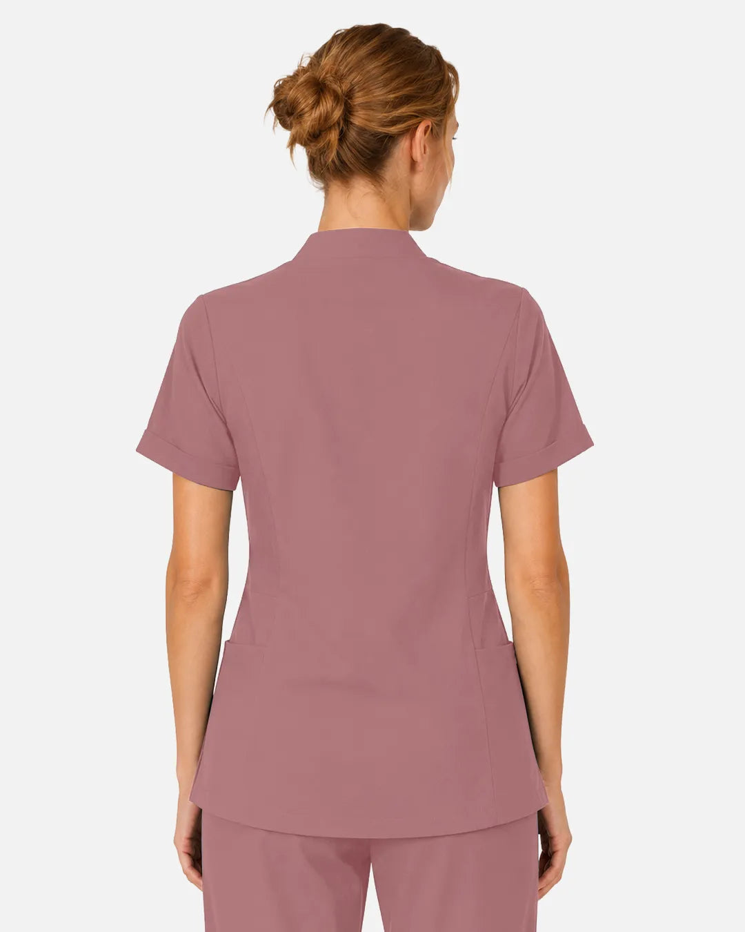 Flesh Pink Eipnare Women's Split V-Neck Scrub Top - Stretch Medical Scrubs for Women