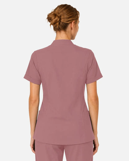 Flesh Pink Eipnare Women's Split V-Neck Scrub Top - Stretch Medical Scrubs for Women