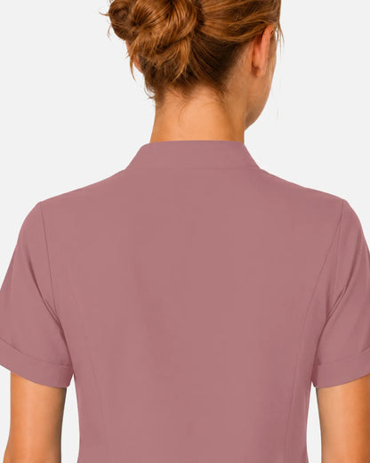 Flesh Pink Eipnare Women's Split V-Neck Scrub Top - Stretch Medical Scrubs for Women