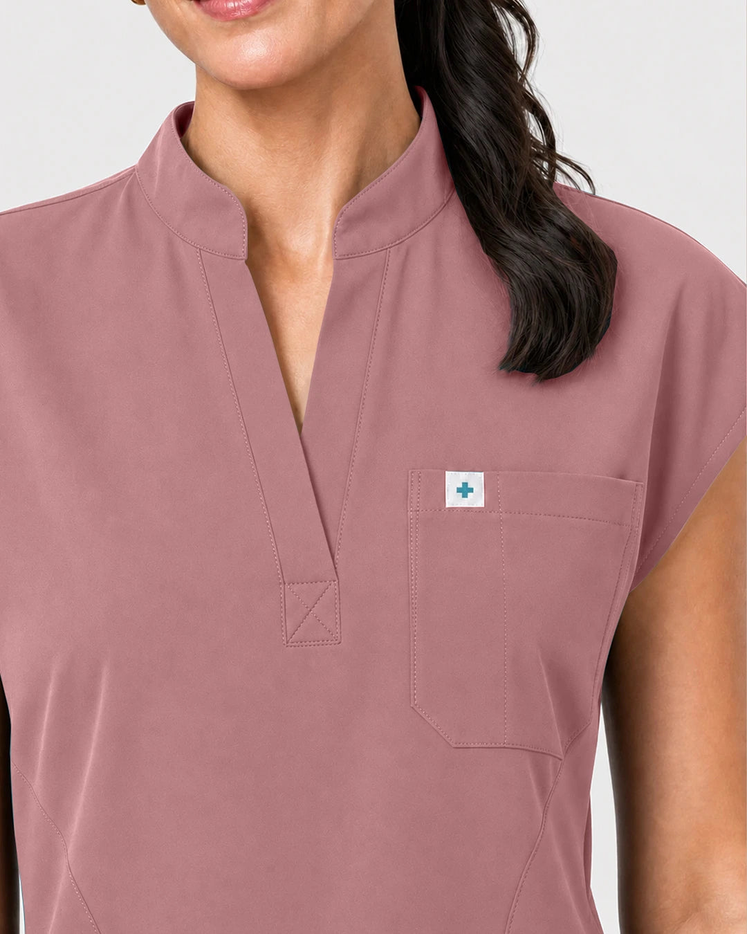 Flesh Pink Eipnare Women's Henley Sleeveless Jogger Scrub Set - Stretch Medical Scrubs for Women