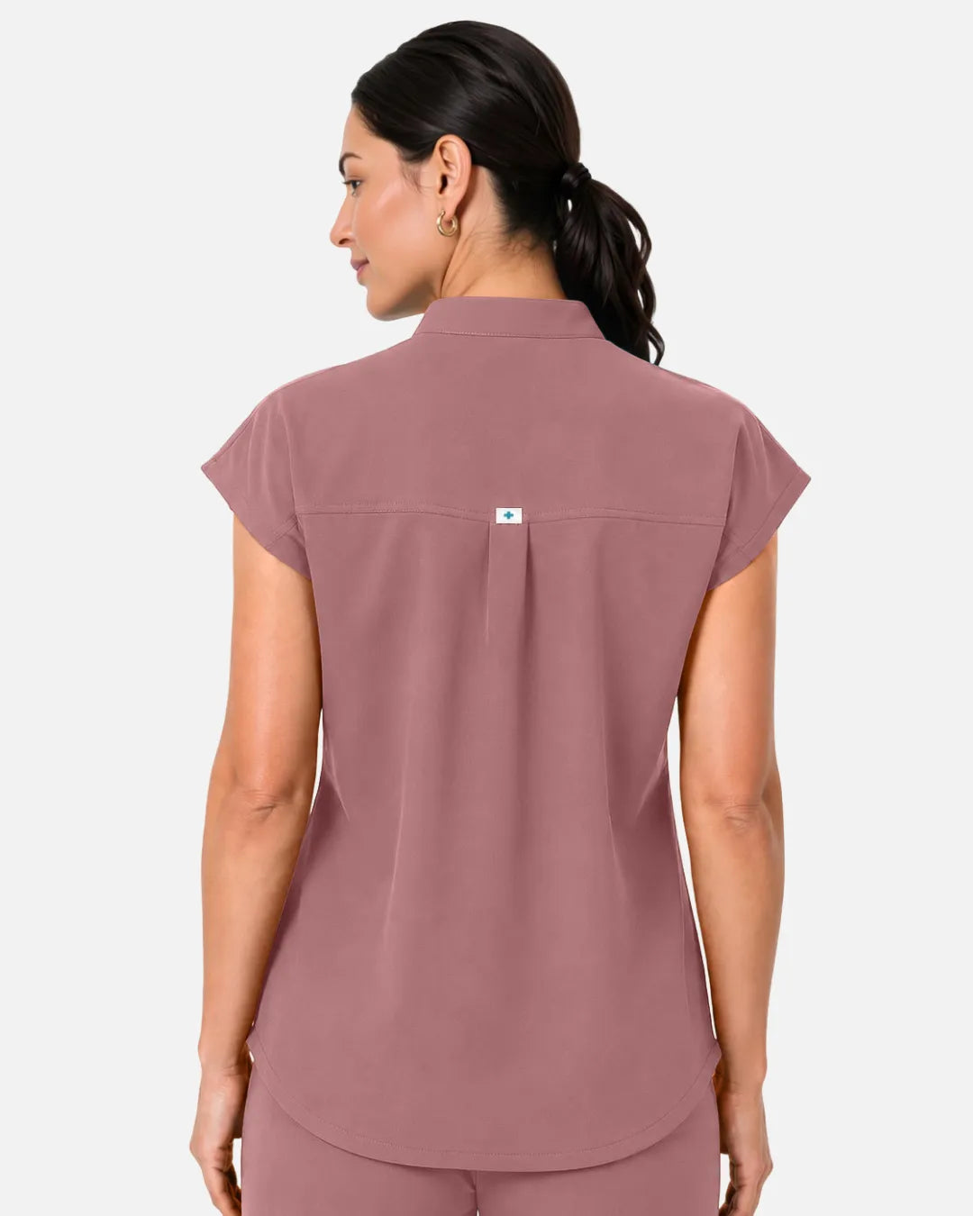 Flesh Pink Eipnare Women's Sleeveless Henley Scrub Top - Stretch Medical Scrubs for Women