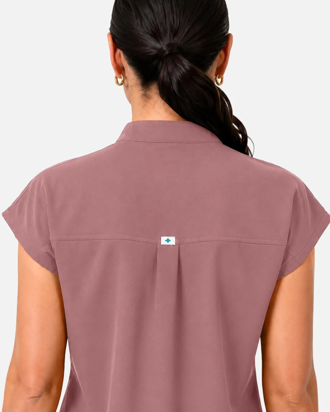 Flesh Pink Eipnare Women's Sleeveless Henley Scrub Top - Stretch Medical Scrubs for Women
