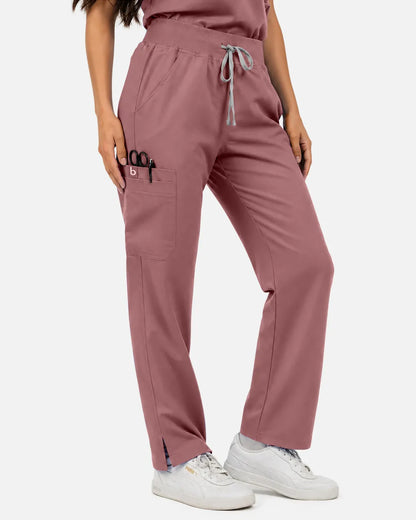 Flesh Pink Eipnare Women's Straight-Leg Cargo Scrub Pants - Stretch Medical Scrubs for Women