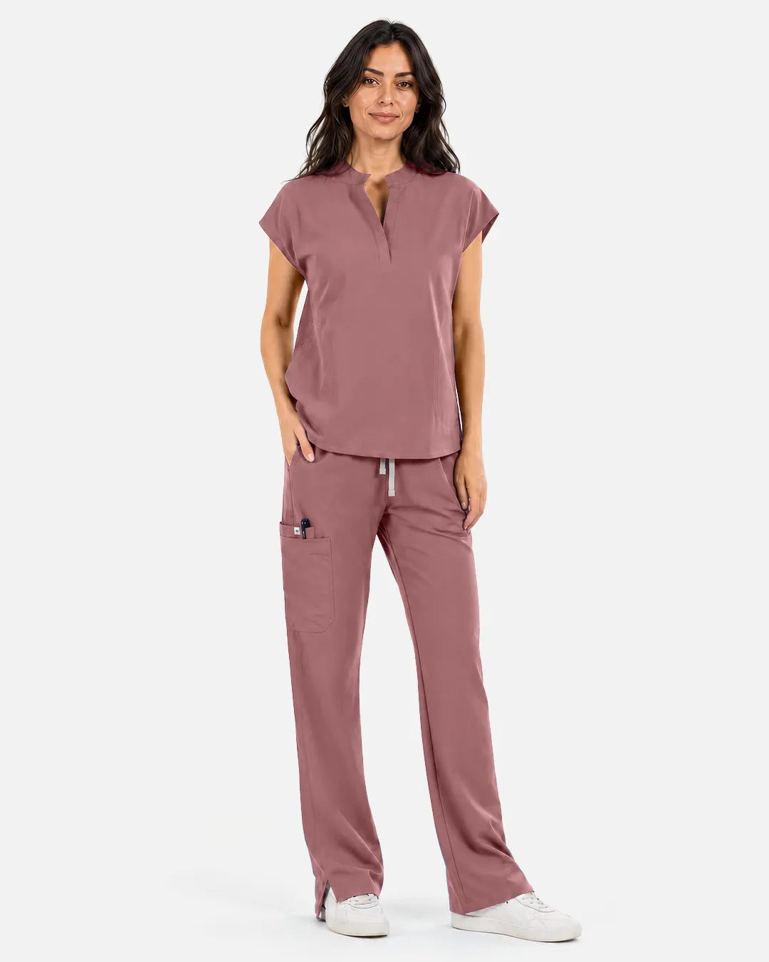 Flesh Pink Eipnare Women's Straight-Leg Cargo Scrub Pants - Stretch Medical Scrubs for Women