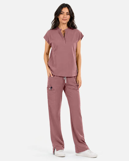 Flesh Pink Eipnare Women's Straight-Leg Cargo Scrub Pants - Stretch Medical Scrubs for Women