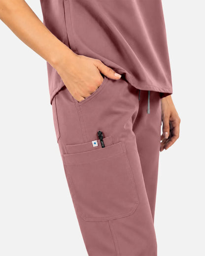Flesh Pink Eipnare Women's Straight-Leg Cargo Scrub Pants - Stretch Medical Scrubs for Women