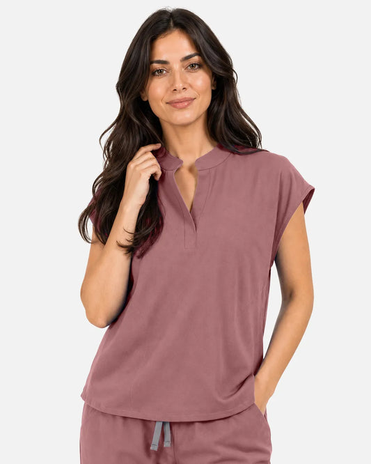 Flesh Pink Eipnare Women's Sleeveless Mandarin Collar Scrub Top - Stretch Medical Scrubs for Women