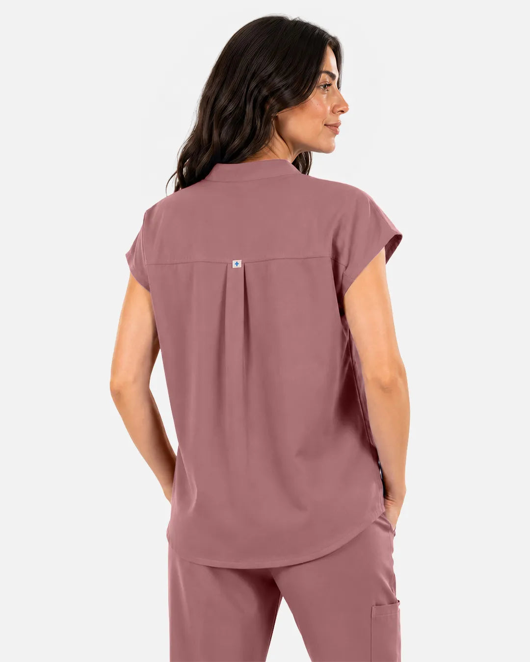 Flesh Pink Eipnare Women's Sleeveless Mandarin Collar Scrub Top - Stretch Medical Scrubs for Women