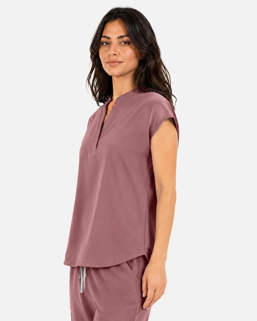 Flesh Pink Eipnare Women's Sleeveless Mandarin Collar Scrub Top - Stretch Medical Scrubs for Women