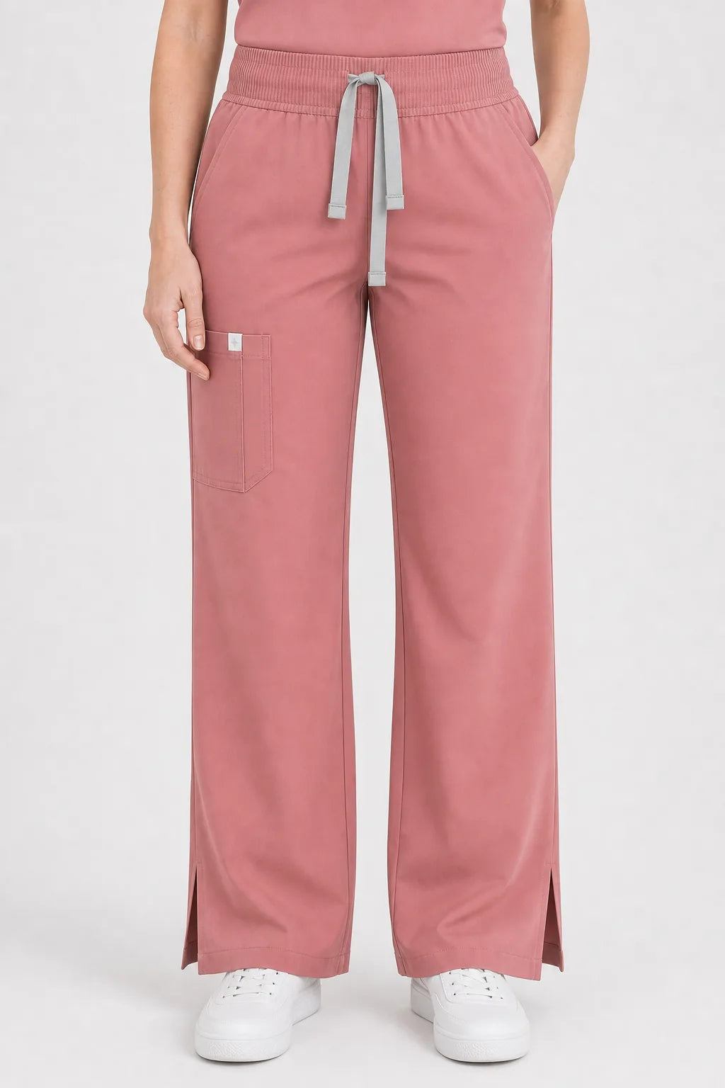 Flesh Pink Eipnare Women's Henley Sleeveless Straight-Leg Scrub Set - Stretch Medical Scrubs for Women