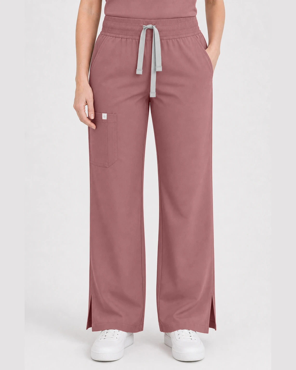Flesh Pink Eipnare Women's Henley Sleeveless Straight-Leg Scrub Set - Stretch Medical Scrubs for Women