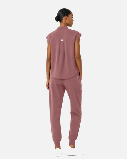 Flesh Pink – Eipnare Women's Sleeveless Mandarin Collar Jogger Uniform Set – product image 03