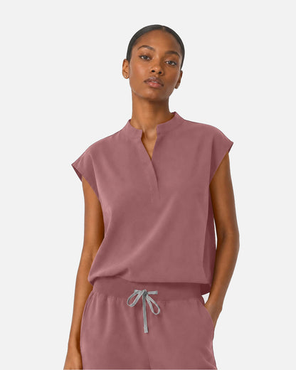 Flesh Pink – Eipnare Women's Sleeveless Mandarin Collar Jogger Uniform Set – product image 04