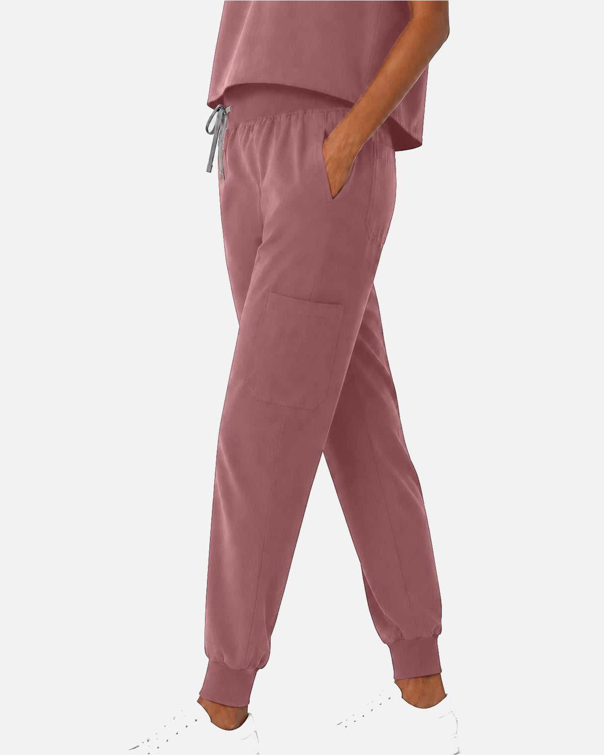 Flesh Pink – Eipnare Women's Sleeveless Mandarin Collar Jogger Uniform Set – product image 05