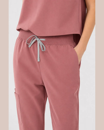 Flesh Pink Eipnare Women's Sleeveless Mandarin Collar Jogger Scrub Set - Stretch Medical Scrubs for Women