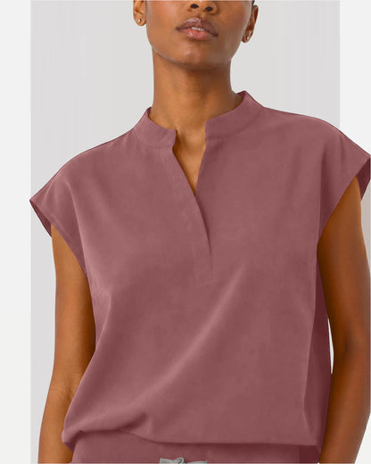 Flesh Pink – Eipnare Women's Sleeveless Mandarin Collar Jogger Uniform Set – product image 08