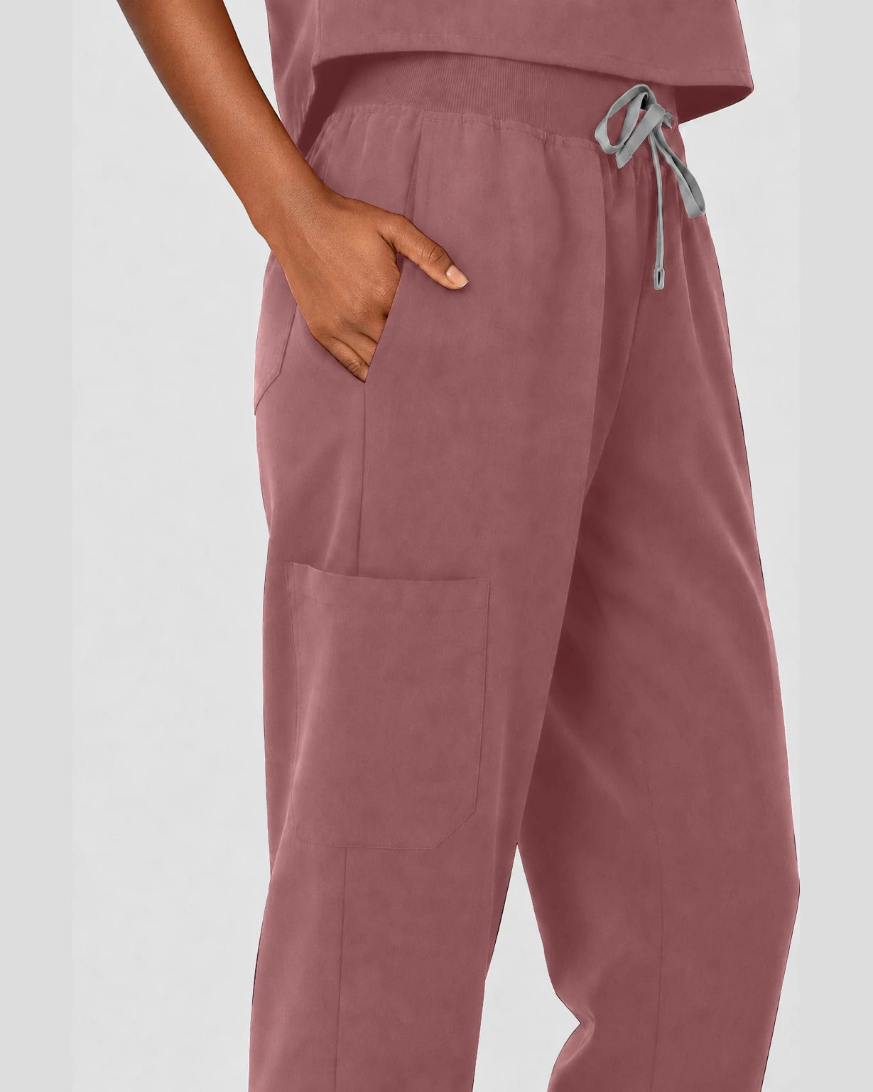 Flesh Pink Eipnare Women's Sleeveless Mandarin Collar Jogger Scrub Set - Stretch Medical Scrubs for Women