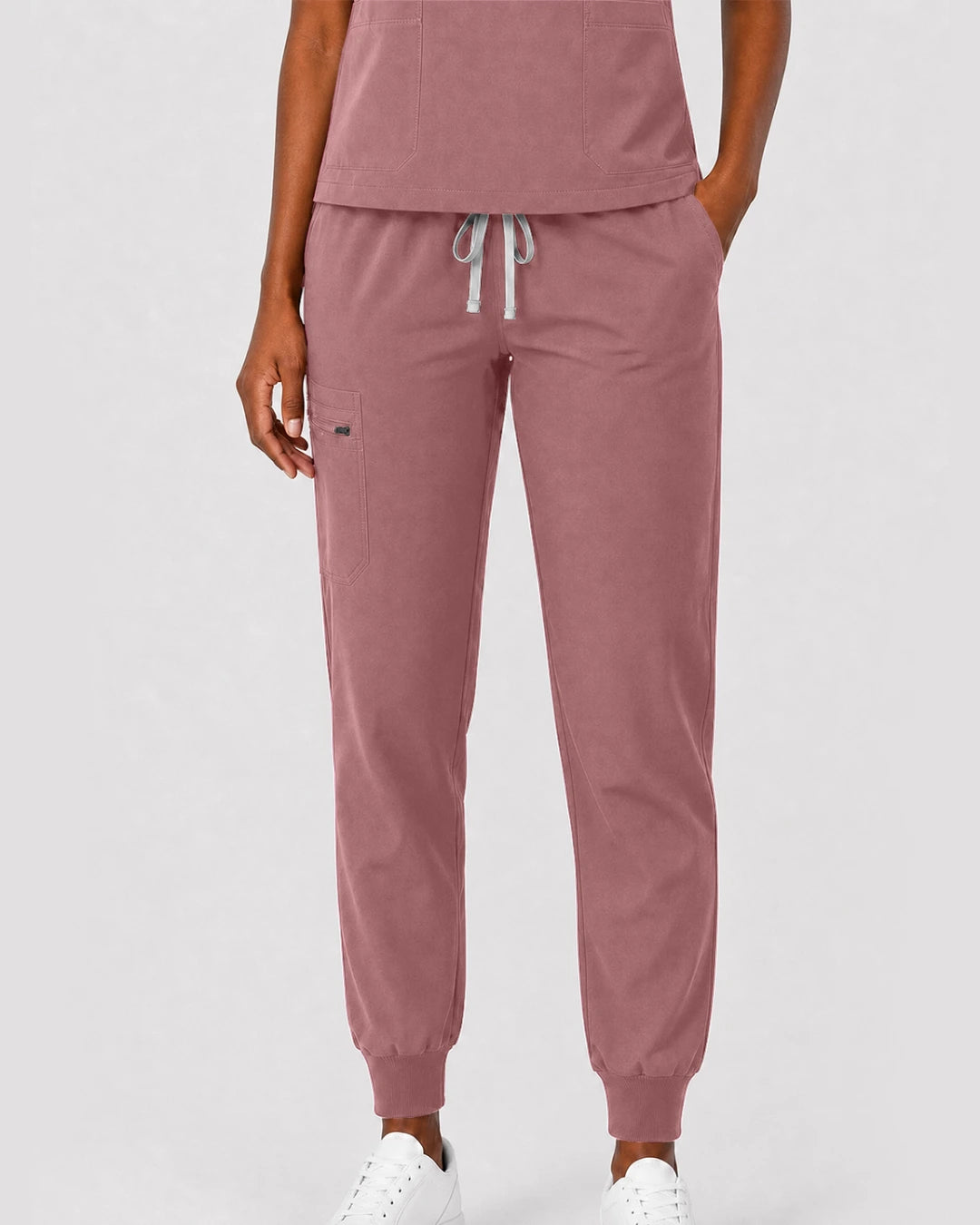 Flesh Pink Eipnare Women's Split V-Neck Cargo Jogger Scrub Set - Stretch Medical Scrubs for Women