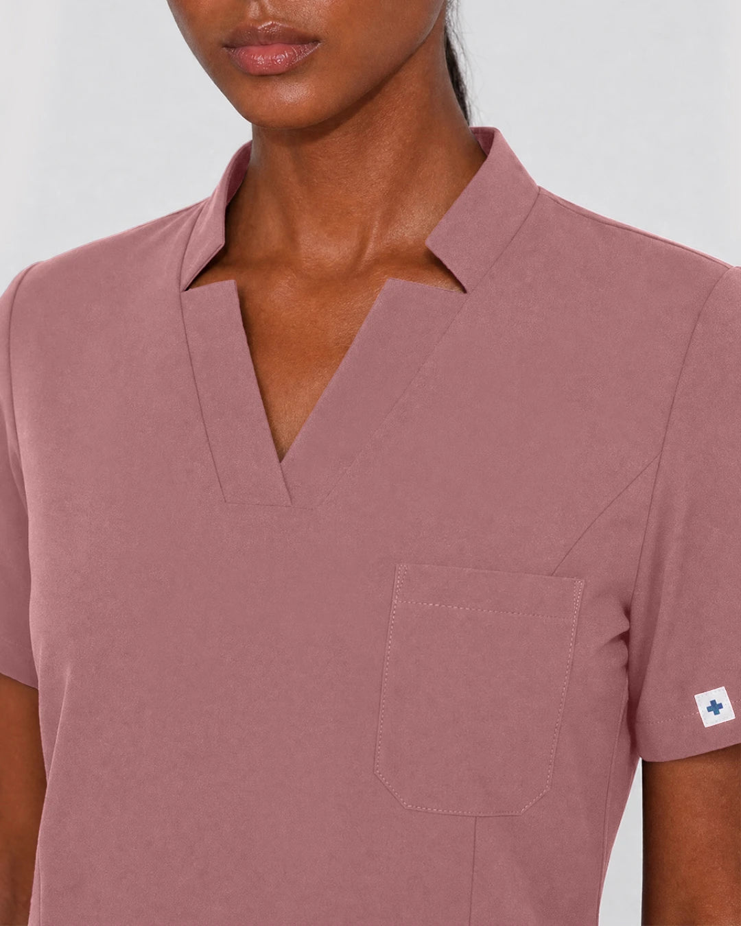 Flesh Pink Eipnare Women's Split V-Neck Cargo Jogger Scrub Set - Stretch Medical Scrubs for Women
