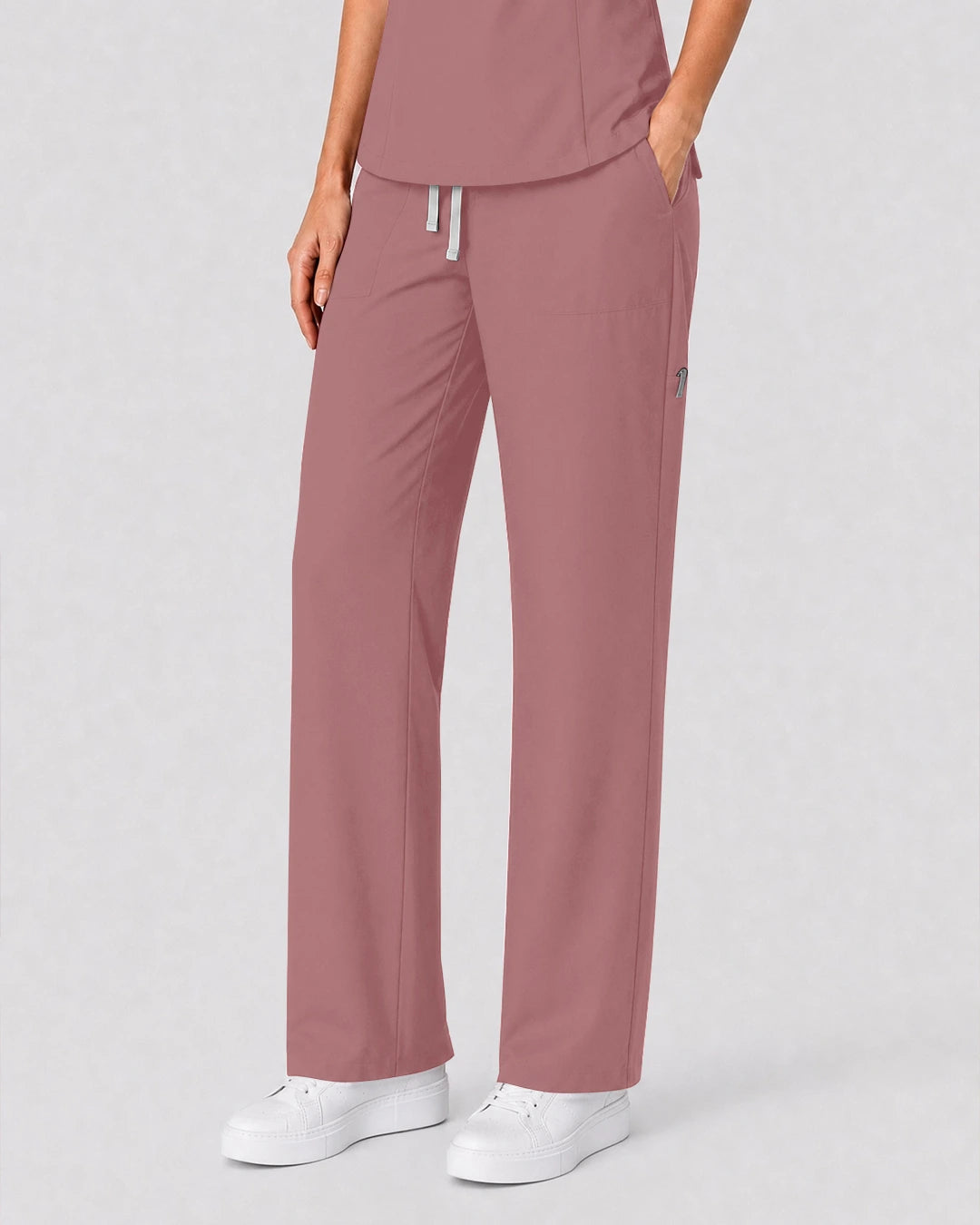 Flesh Pink Eipnare Women's Split V-Neck Tapered Scrub Set - Stretch Medical Scrubs for Women