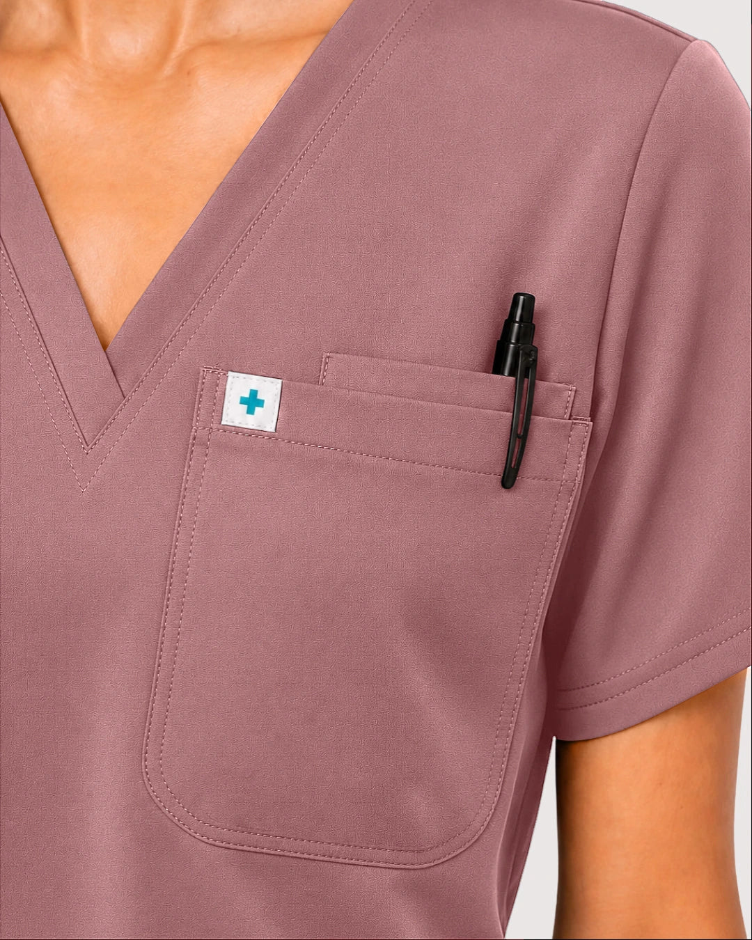 Flesh Pink Eipnare Women's Knit V-Neck Jogger Scrub Set - Stretch Medical Scrubs for Women