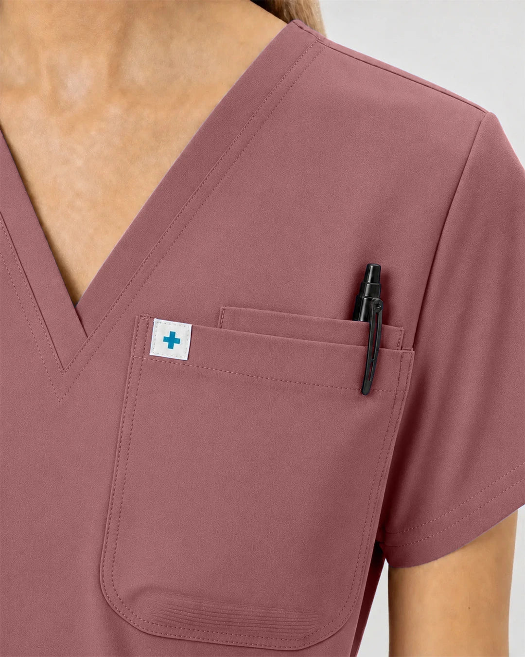 Flesh Pink Eipnare Women's Classic V-Neck Jogger Scrub Set - Stretch Medical Scrubs for Women