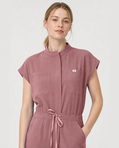 Flesh Pink Eipnare Women's Zip-Front Sleeveless Scrub Jumpsuit - Stretch Medical Scrubs for Women