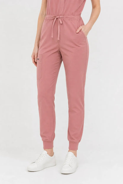 Flesh Pink Eipnare Women's Zip-Front Sleeveless Scrub Jumpsuit - Stretch Medical Scrubs for Women